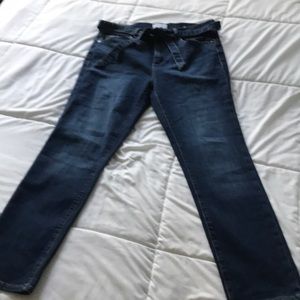 Loft high rise straight jeans with tie size 6